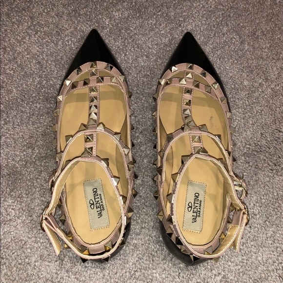 NEW VALENTINO PATENT ROCKSTUD CAGED BALLET FLAT - Picture 7 of 8